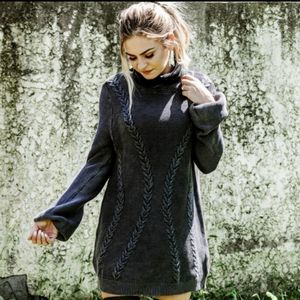Threadzwear turtle neck tunic sweater dress